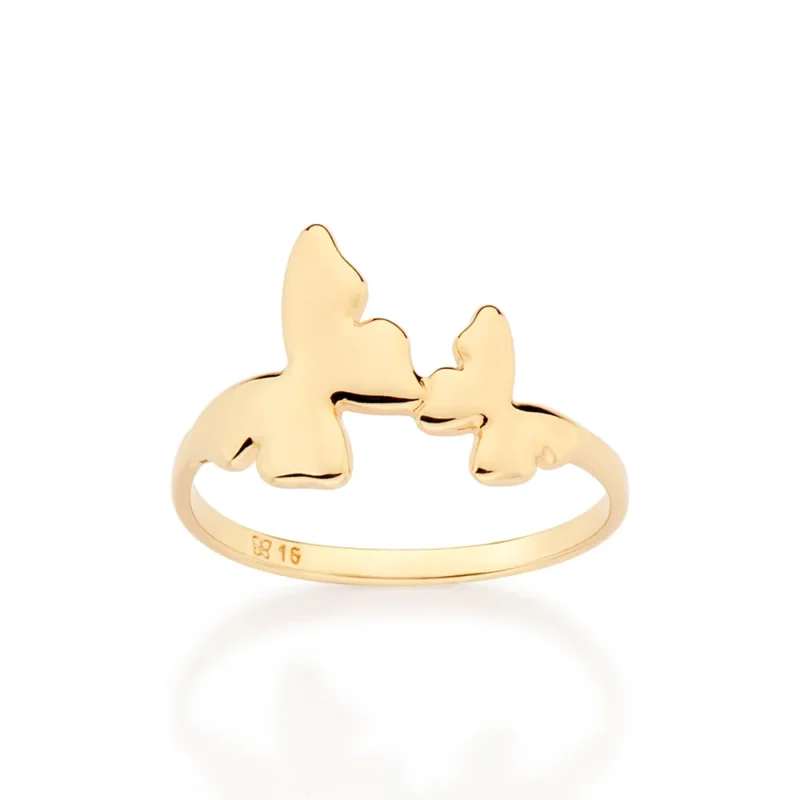 ANEL SKINNY COM BORBOLETAS BANHADO AO URO 18K