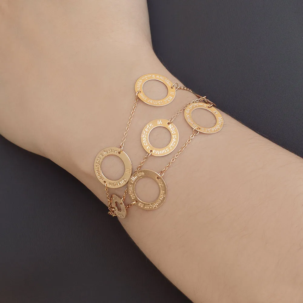 PULSEIRA TRIPLA DEZ MANDAMENTOS BANHADA A OURO 18K - Imagem 2