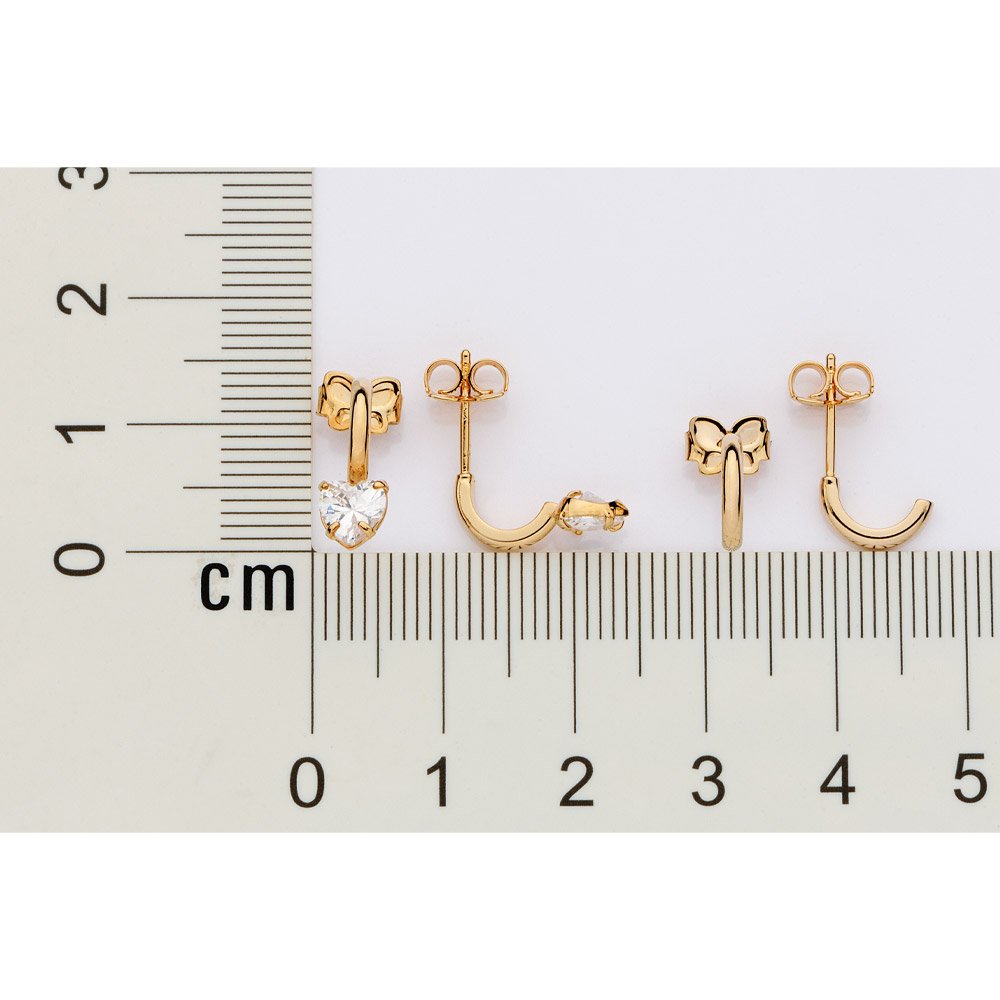 Kit brinco meia argola com zircônias coração 527527 - Imagem 3