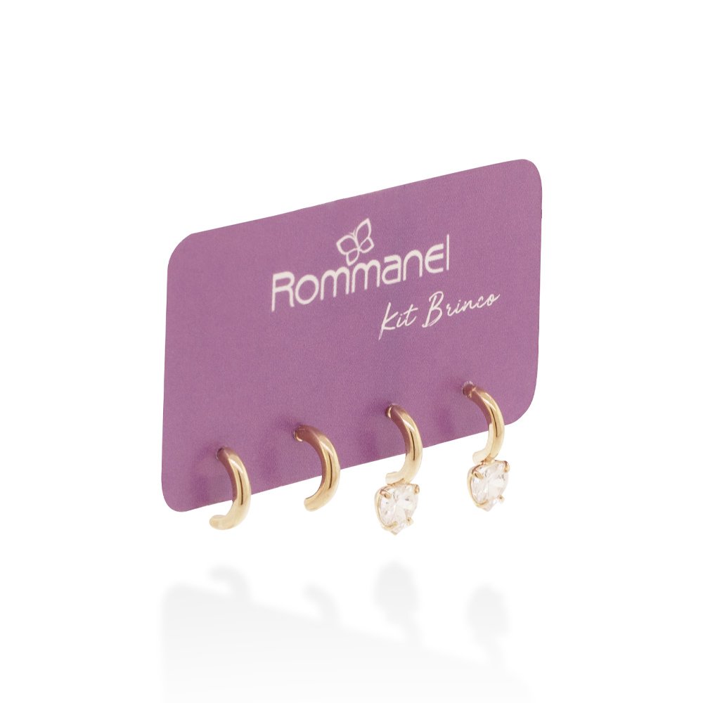 Kit brinco meia argola com zircônias coração 527527 - Imagem 5
