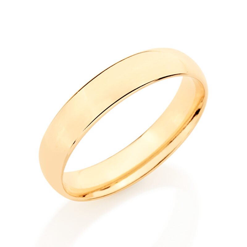 Aliança lisa anatômica banhada a ouro 18k 511026