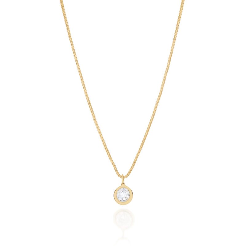 Gargantilha com pingente solitário banhada a ouro 18k 532005