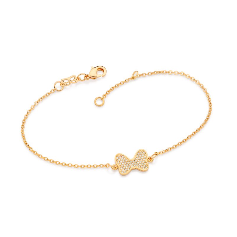 Pulseira laço da minnie banhada a ouro 18k com zircônias 552