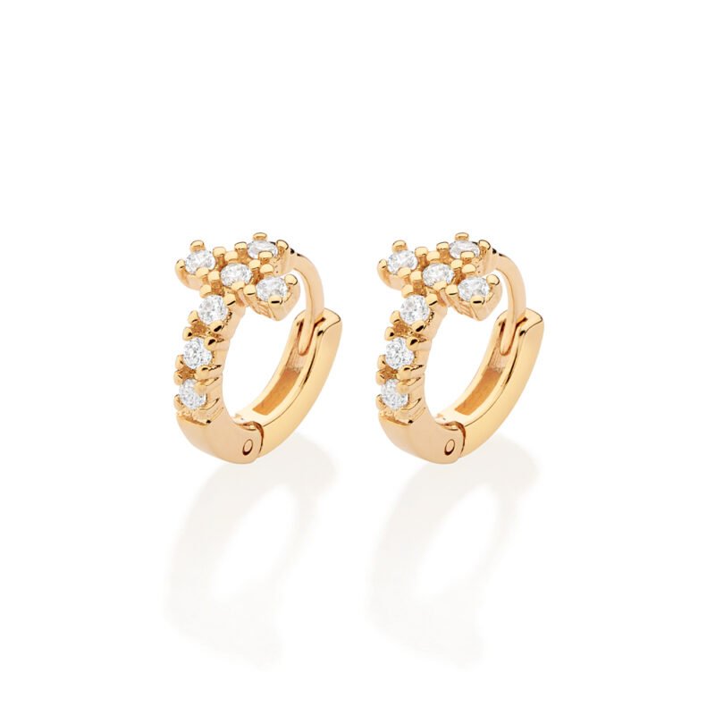 Brinco argola cruz com zircônias 527381