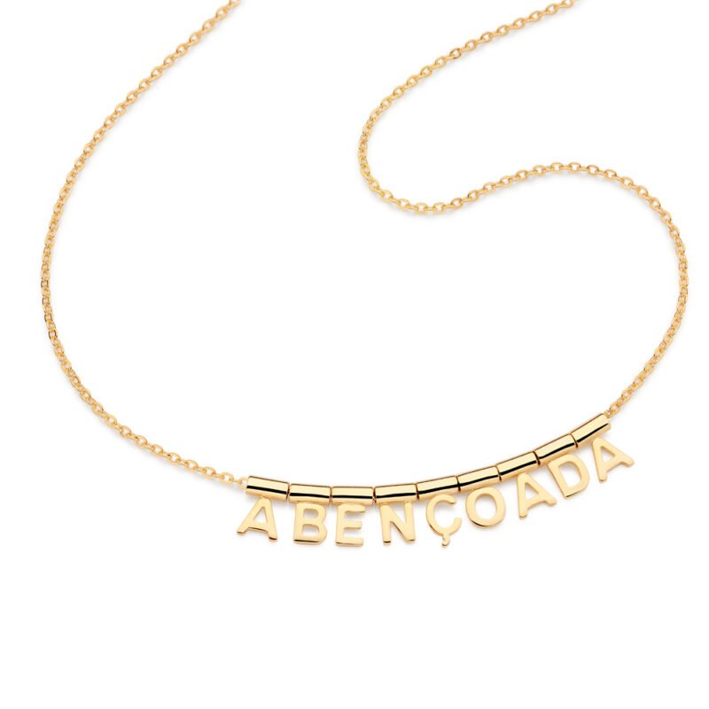 Gargantilha abençoada banhada a ouro 18k 532602