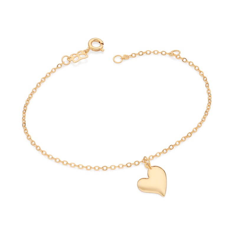pulseira com pingente de coração banhada a ouro 18k 552181
