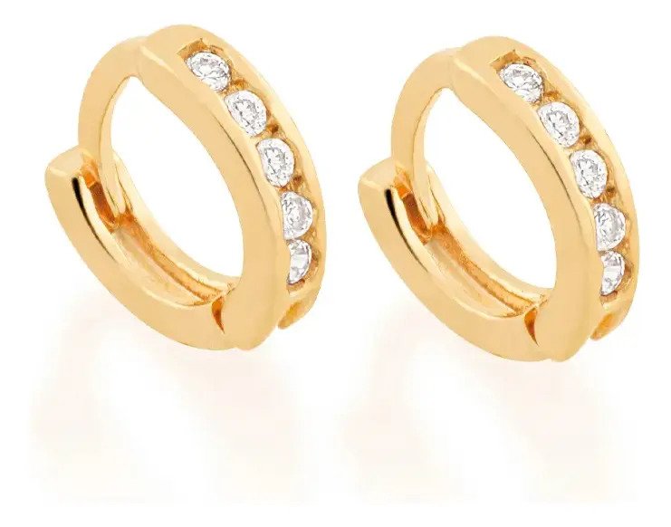 Brinco Rommanel Folheado A Ouro Círculo Com Zircônia Dourado