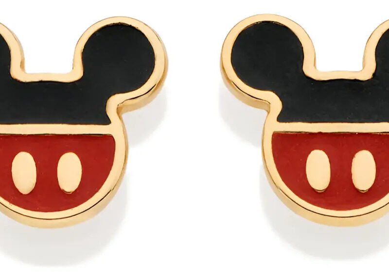 Brinco Infantil Banhado Ouro 18k Bermuda Mickey Antialérgico