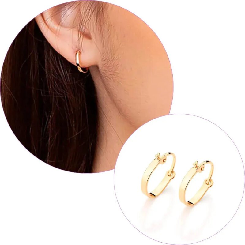 Brinco Argola Pequena Lisa Banhada A Ouro 520293 Rommanel