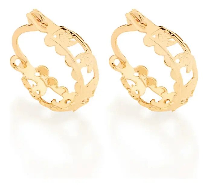 Brinco Rommanel Folheado A Ouro Luas E Estrelas 523350 Dourado