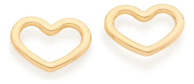 Brinco Coração Vazado Banhado A Ouro 18k - Tam.único 526499 Dourado