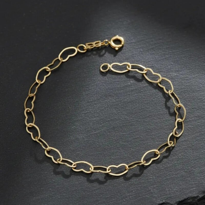Pulseira Rommanel Corações Vazados Folheado A Ouro 19cm Leve Ob 19 Cm