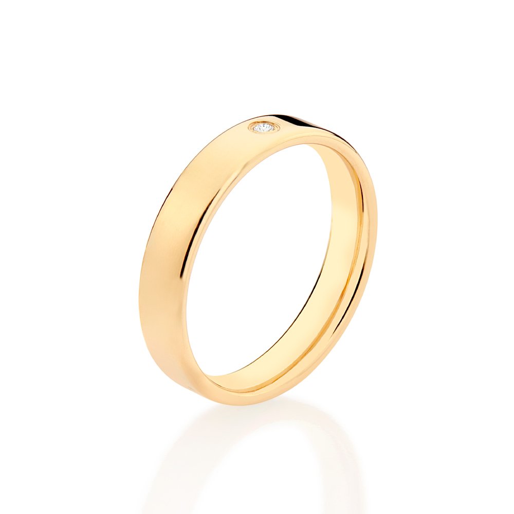 Aliança lisa anatômica banhada a ouro 18k com zircônia 51346 - Imagem 2