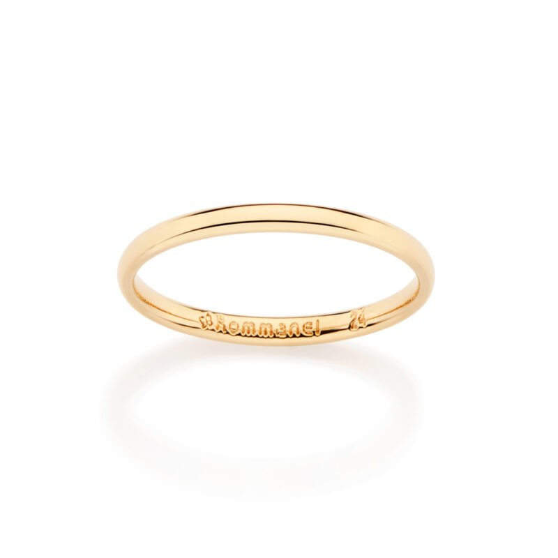 Aliança fina anatômica banhada a ouro 18k 513602
