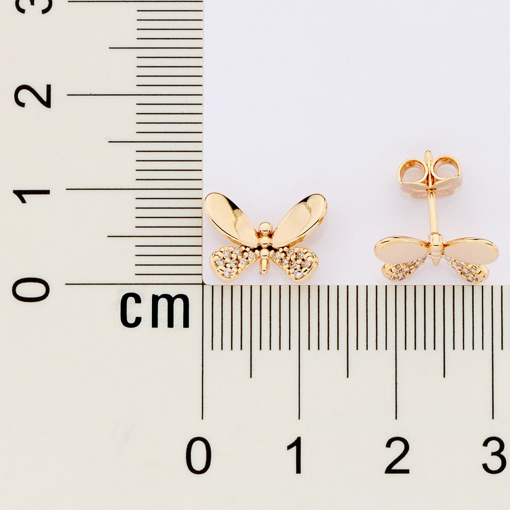 Brinco borboleta banhado a ouro com zircônias 527326 - Imagem 3