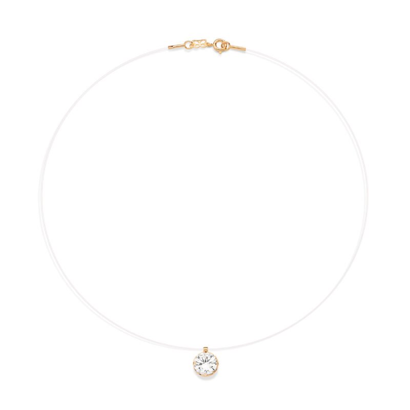 Gargantilha fio de nylon banhada a ouro 18k com zircônia 532
