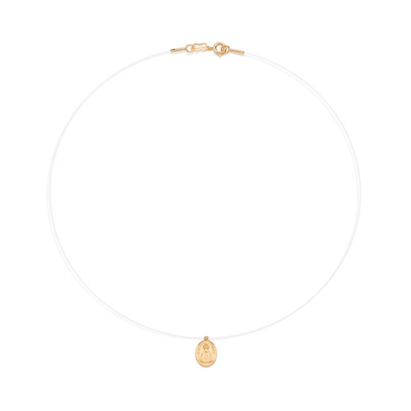 Gargantilha fio nylon com nossa senhora aparecida banhada a