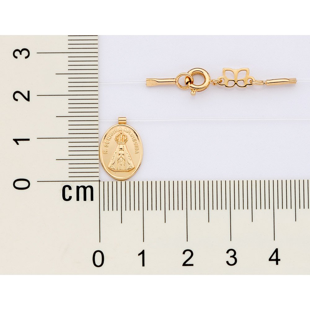 Gargantilha fio nylon com nossa senhora aparecida banhada a - Imagem 3