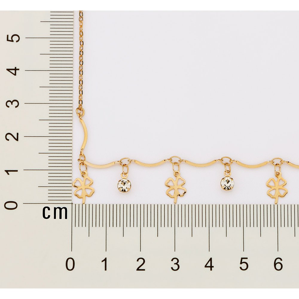 Gargantilha trevo banhada a ouro 18k com cristais 532616 - Imagem 2