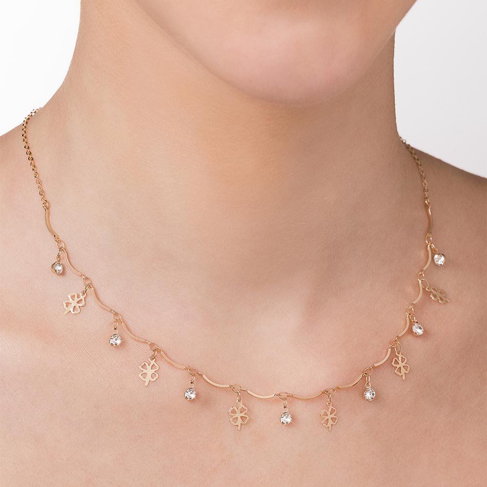 Gargantilha trevo banhada a ouro 18k com cristais 532616 - Imagem 3