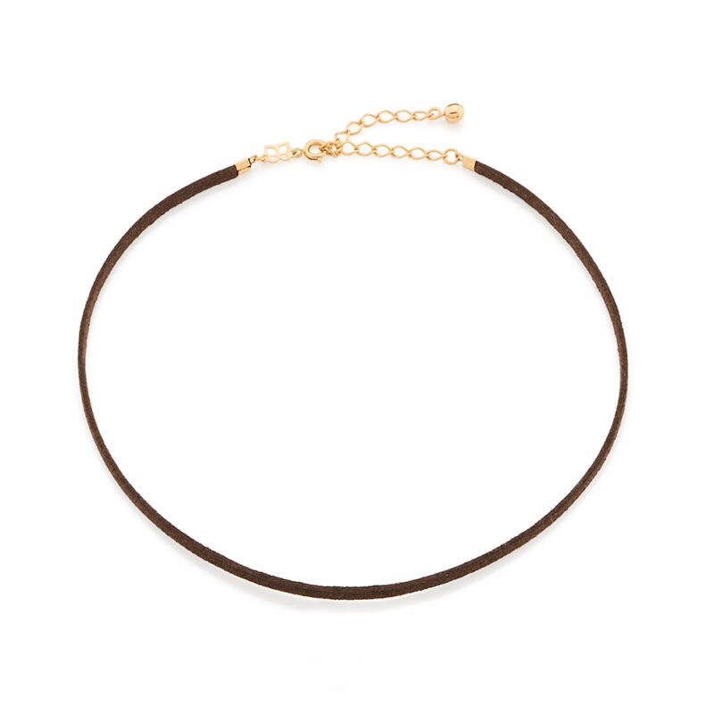 Gargantilha choker de couro sintético banhada a ouro 18k 532