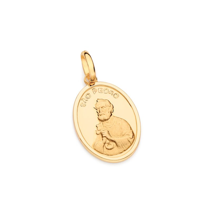 Medalha são pedro banhada a ouro 18k 542833