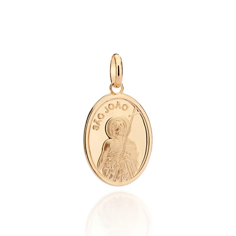 Medalha são joão banhada a ouro 18k 542847