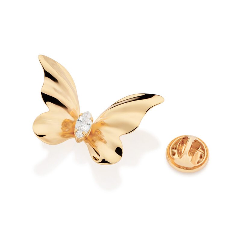 Broche borboleta com zircônia 542856
