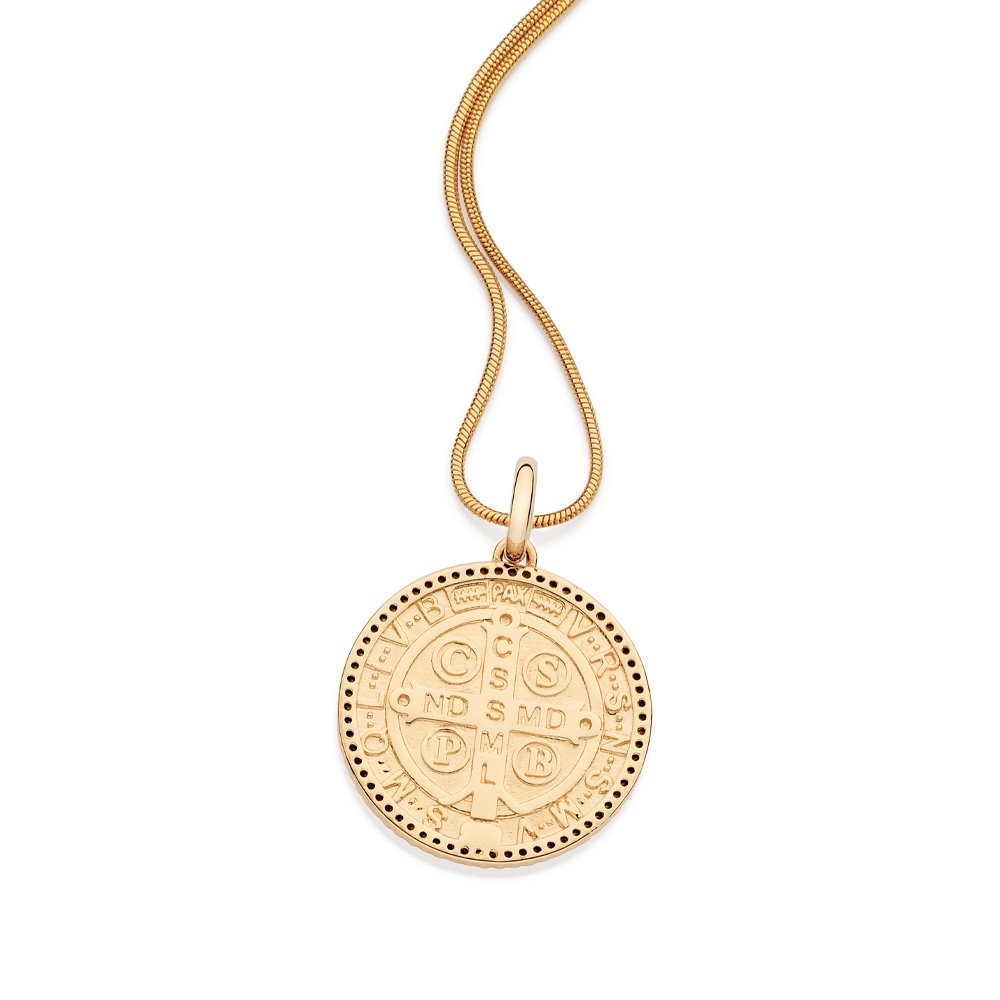 Pingente medalha de são bento com zircônias 542873 - Imagem 2