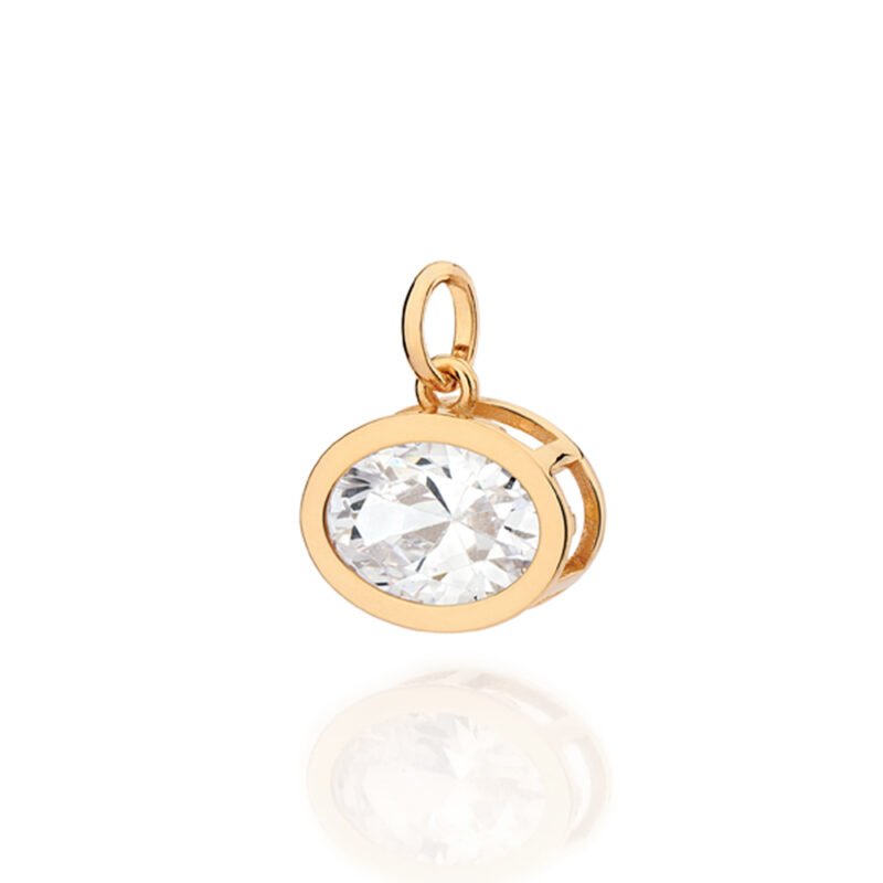 Pingente oval com zircônia 542987
