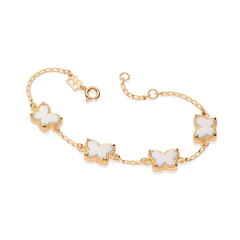 Pulseira borboletas banhada a ouro 18k com acrílicos 552183