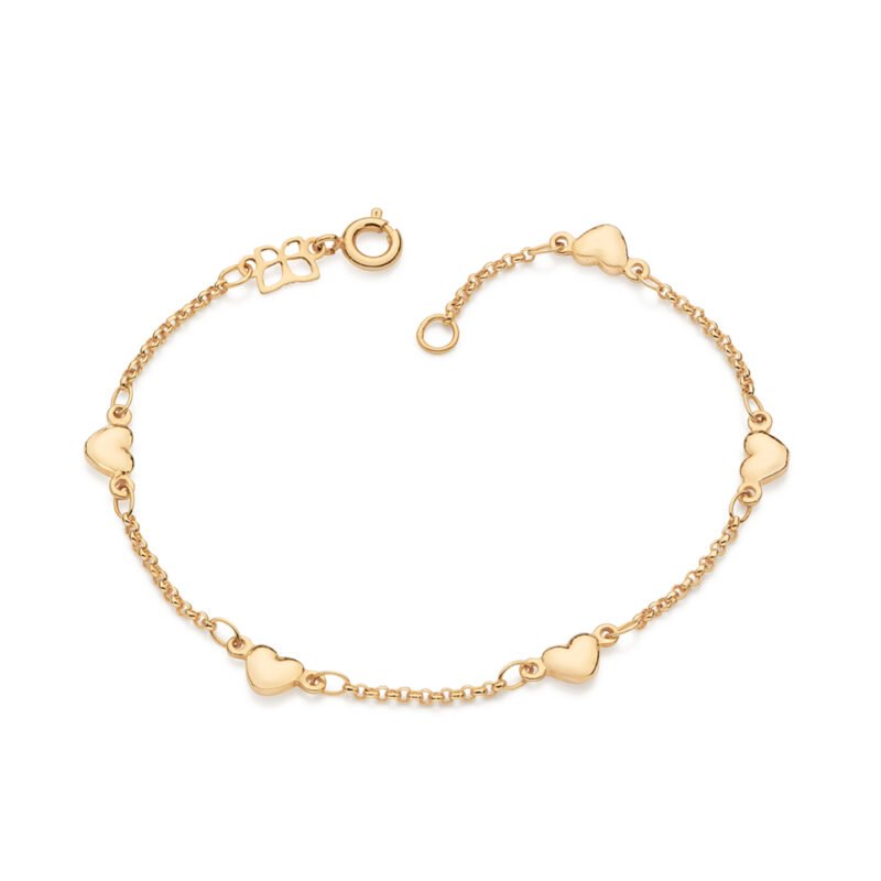 Pulseira corações banhada a ouro 18k 552262