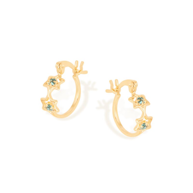 Brinco argola estrelas com cristais 522369