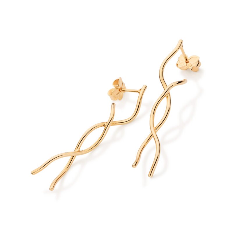 Brinco abraço fios estrelaçados banhados a ouro 18k 527628